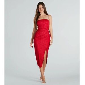 Windsor • Marlie Formal Glitter Rhinestone Strap Midi Dress • Size S • NWT